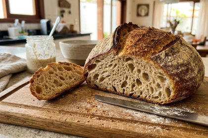 Receita de pão de fermentação natural: como fazer em casa um pão artesanal com crosta crocante e miolo macio