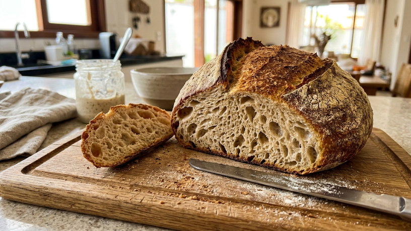 Receita de pão de fermentação natural: como fazer em casa um pão artesanal com crosta crocante e miolo macio